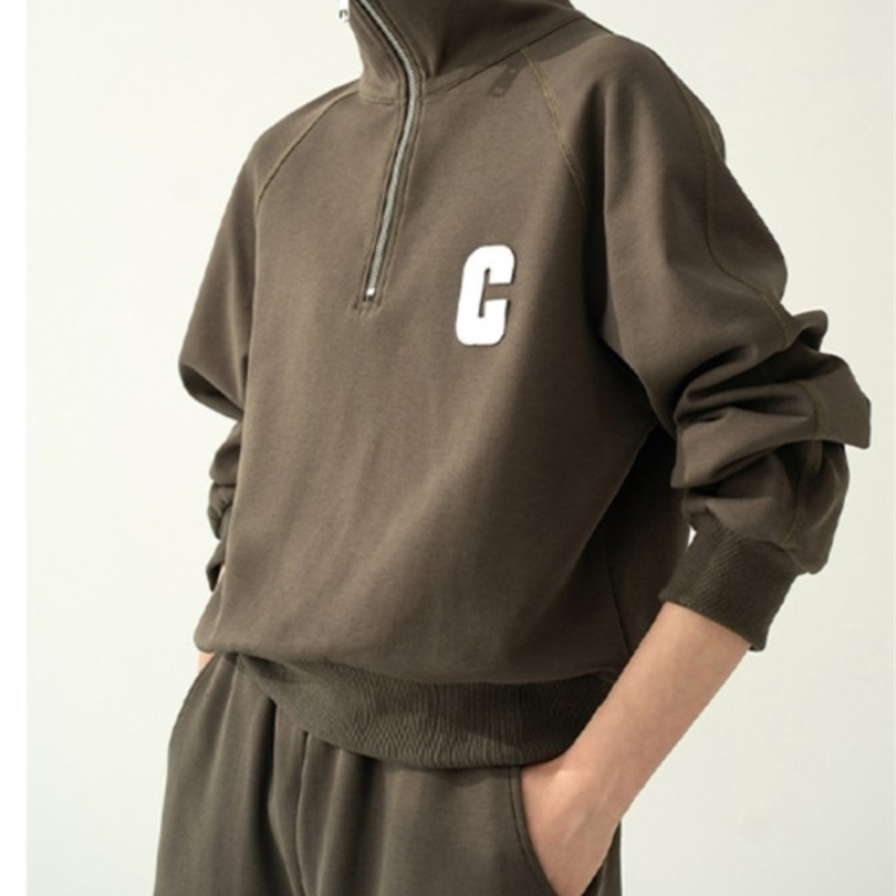 

Two Piece Dress Autumn Women Two Pieces Set Zipper Collar Loose Long Sleeve Sweatshirts Elastic Waist Straight Sweatpants Casual Suit Pants 221010, Creamy-white