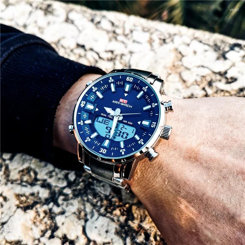 

Wristwatches Men Watch Waterproof 50M Quartz Watches Male Leather Military Digital For Relogio Masculino Kol Saati, Gold