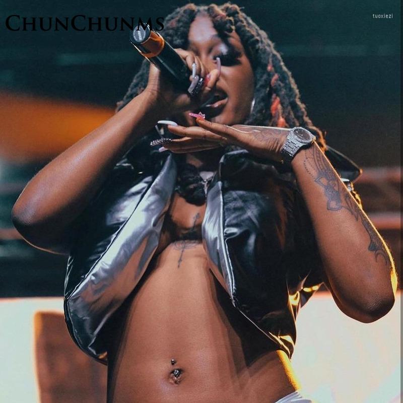 

Women' Vests Winter Black Puff Padded Cotton Vest Waistcoat Women Fashion Contrast Splash Proof Sleeveless Jacket Warm Thick Wadded Coats