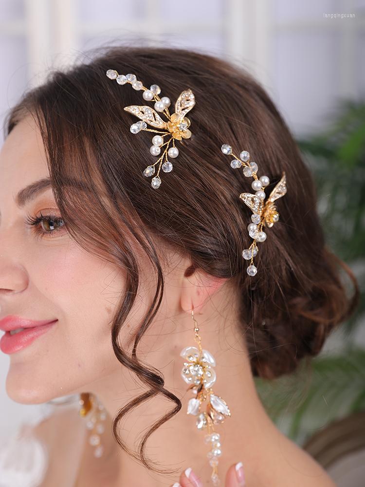 

Headpieces Gold Leaf Hairpin Vintage Bridal Headwear Elegant Women Headdress For Bride To Be Wedding Hair Accessories