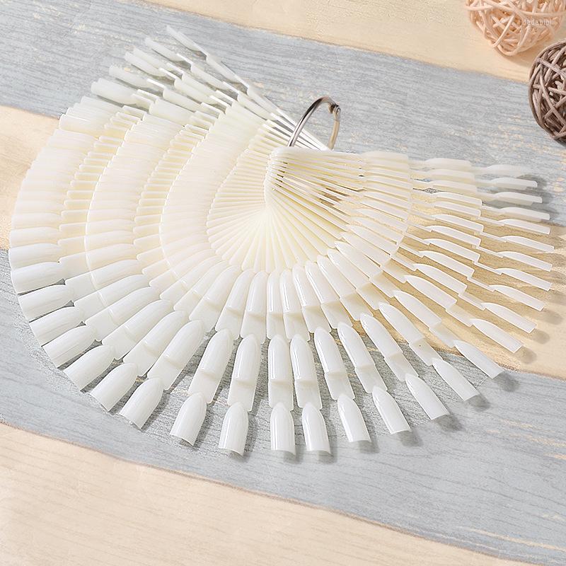 

False Nails 150 Pcs White Clear Nail Swatch Sticks Novice Art Practice Stiletto Tips Display Polish Board Stick Fan-shaped