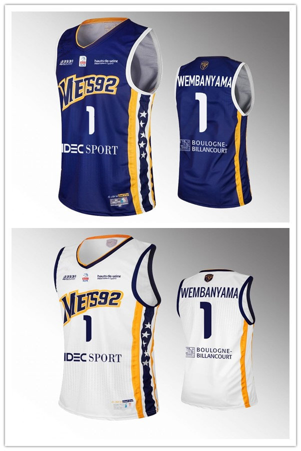 

Bsketball Jersey Levallois''Metropolitans 92 Men #1 Victor Wembanyama Home