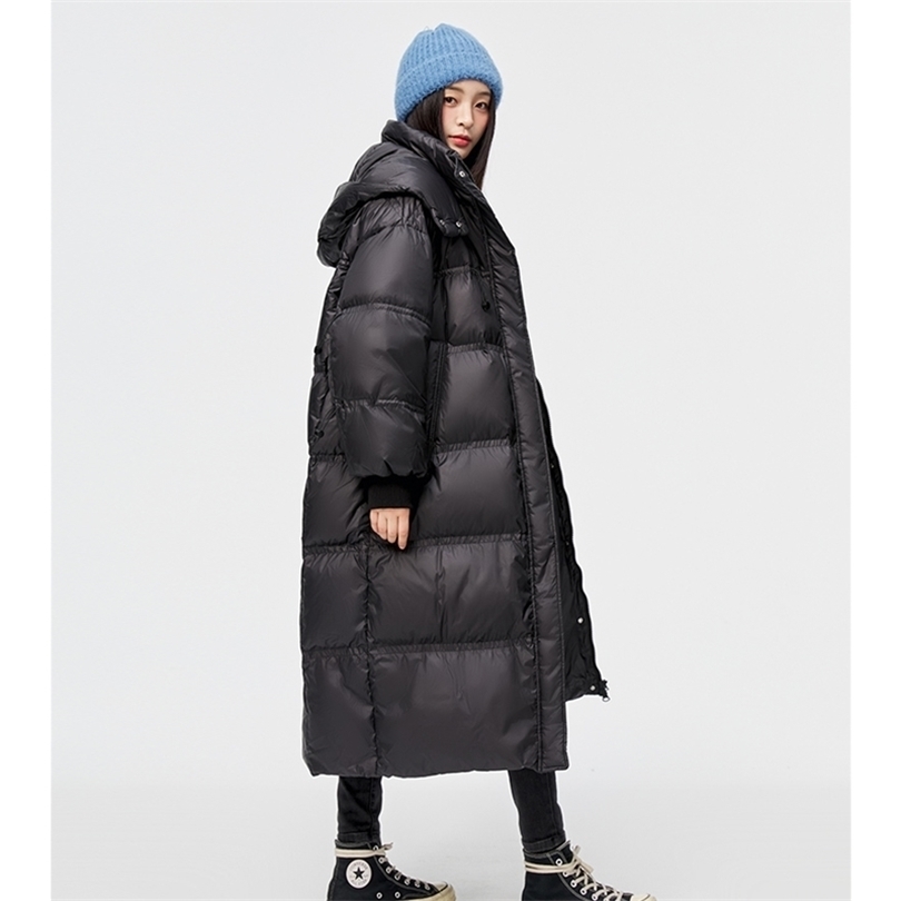 

Womens Down Parkas Women Down Parka Mid Length Black Jacket Baggy Winter Waterproof Warm Duck Feather Down Female Hooded Puffer Coat Bubble Outwear 221010