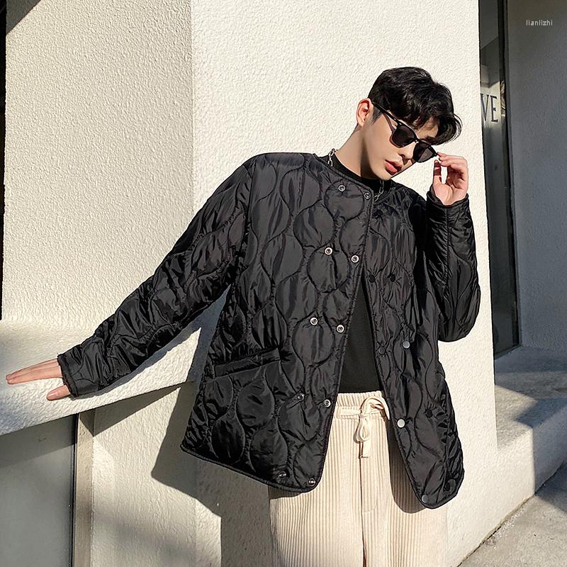 

Men's Down Men Loose Casual Vintage Thin Cotton Padded Parkas Jacket Overcoat Man Korean Streetwear Chic Fashion Coat Outerwear, Black w0206