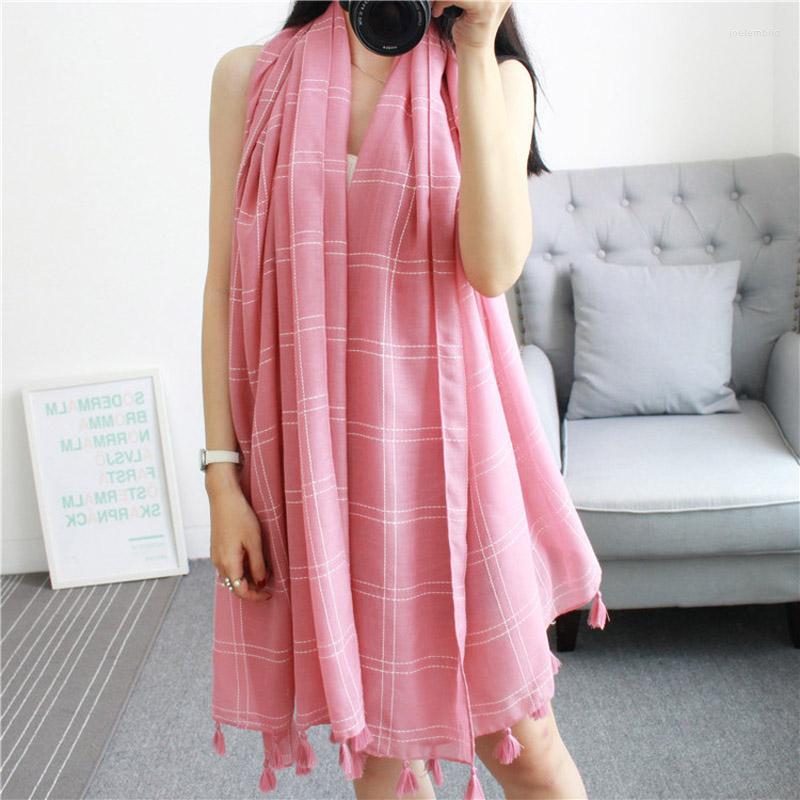 

Scarves Arrival Autumn Winter Scarf Classical Plaid Printing Cotton Women Long Shawl Woman Big Size Pashminas Wrap Hijab180 90