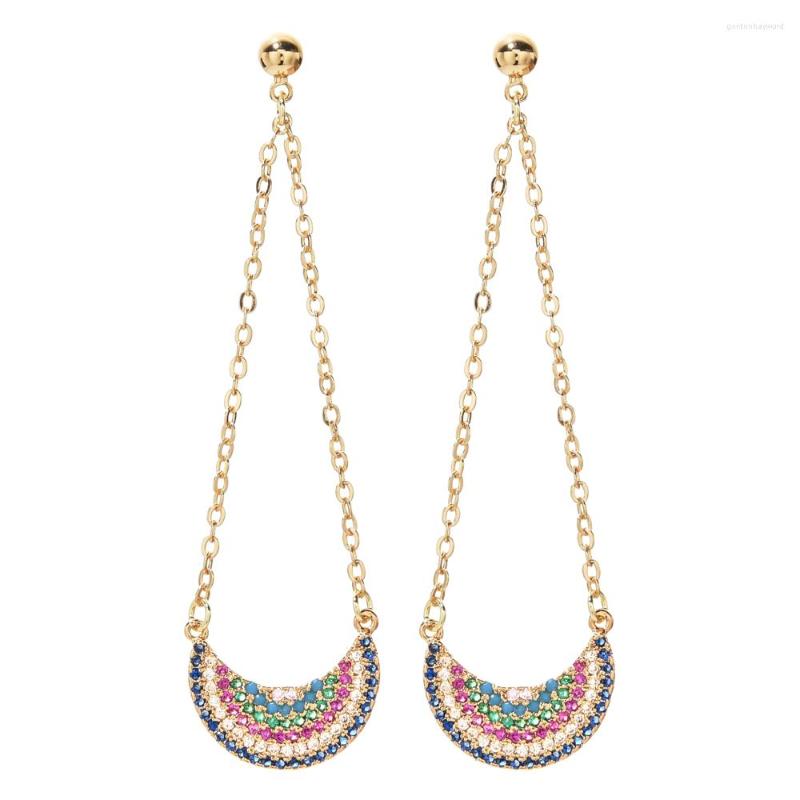 

Dangle Earrings 2022 Fashion Temperament Women's Moon Gold Long Women/Girls Wedding Party Bride Jewelry Gifts ER-468