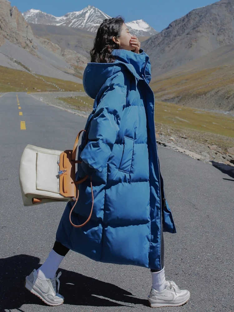 

Women's Down Parkas 2022 Winter Women's Loose Long Hooded Parkas Thick Warm Down Cotton Jacket Coat Korean Female Down Padded Outwear Basic Coats T221011, Brown
