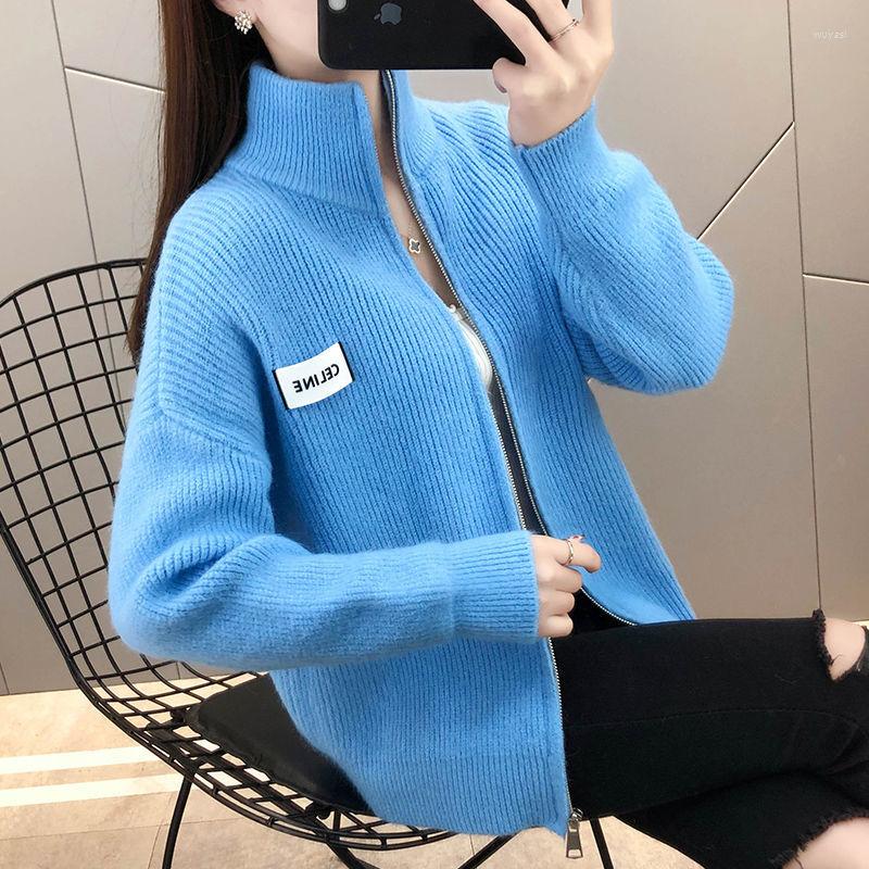 

Women' Knits Spring Women' Cardigan Short Coat Knitted Top Fashion Versatile Loose Sweater Autumn Lady Solid Color, Green