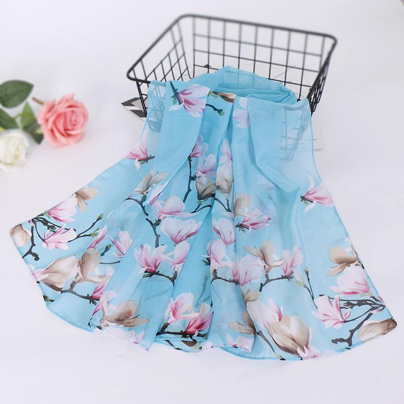 

Scarves 2022 Brand Chiffon Scarf Women Spring Summer Silk Thin Flower Shawls And Wraps Foulard Print Hijab Stoles Wholesale