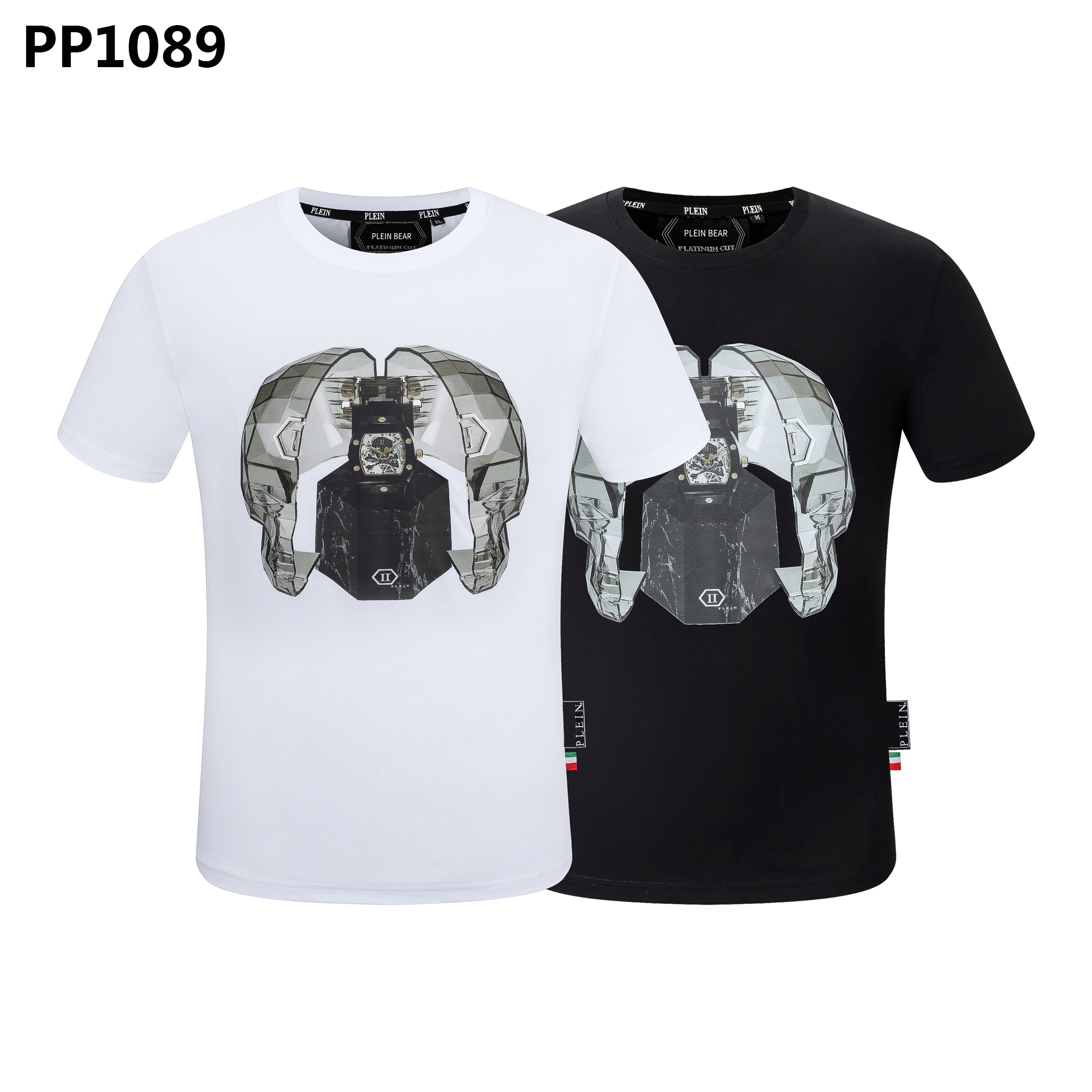 

PLEIN BEAR T SHIRT Mens Designer Tshirts Brand Clothing Rhinestone PP Skull Men T-SHIRT ROUND NECK SS STONES Classical Hip Hop Streetwear Tshirt Top Tees PB 160660, Black