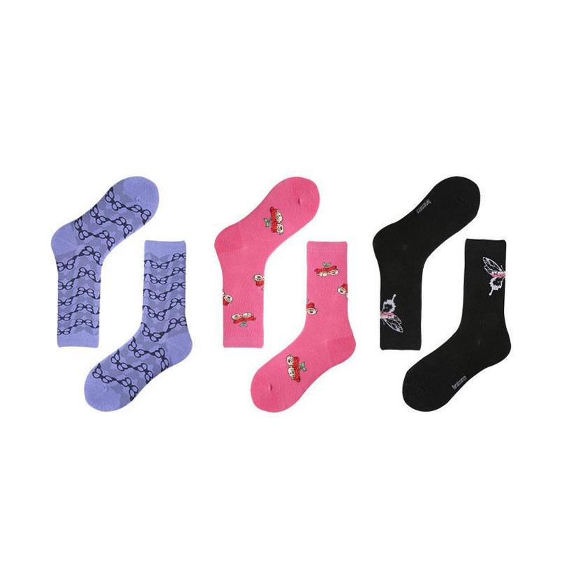 

Socks Baby Booties Kids Cotton Accessories Personalized Butterfly Medium Tube Girl Gift Box Combed Brand Boneless E14996, Multi-color