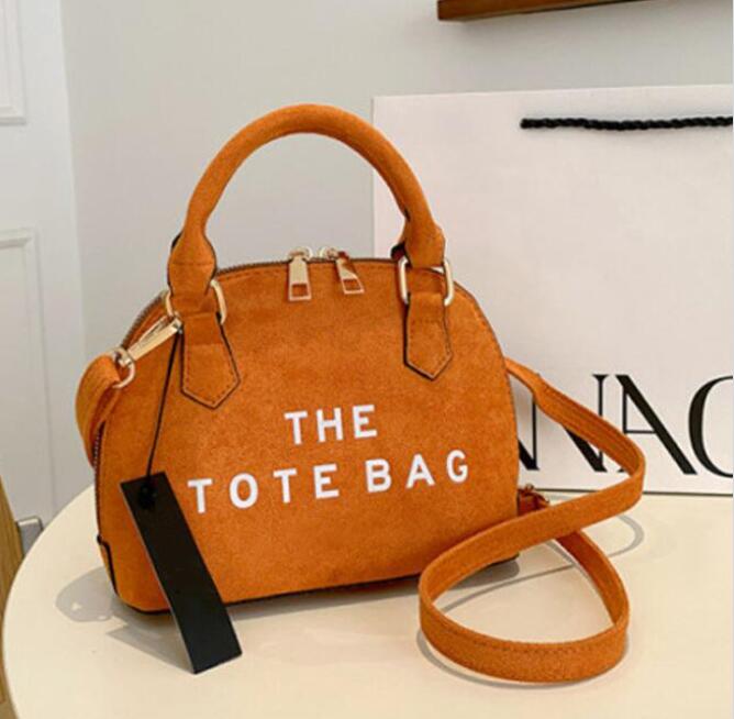 

New PU Leather Suede Shell Bag Simple plain Letters Shoulder Crossbody Women's Bags Autumn and Winter Designer Purses and Handbag, As pic