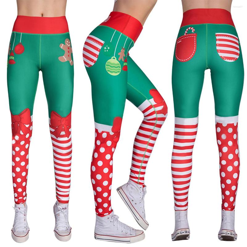 

Women' Leggings Women' High-waist Sport Pants Christmas Cartoon Bear Print Tight-fitting Casual Capri Trousers, Picture shown