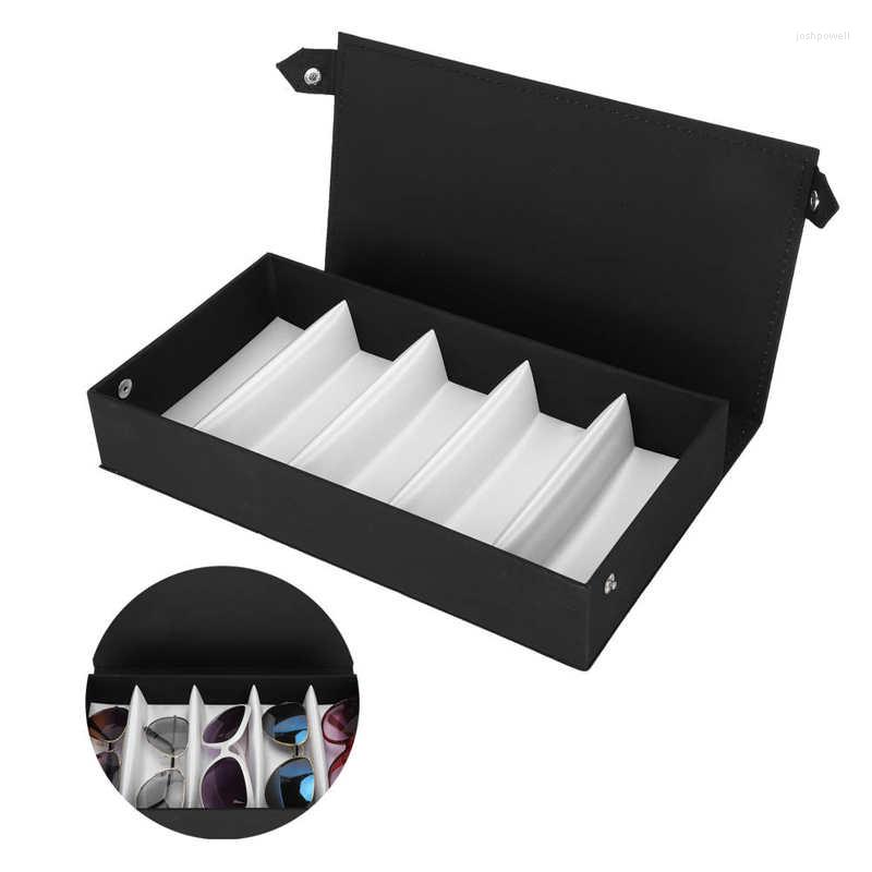 

Watch Boxes 5Grids Glasses Storage Box Protective Sunglasses Display Case Travel Jewelry Grid Stand Holder Organize