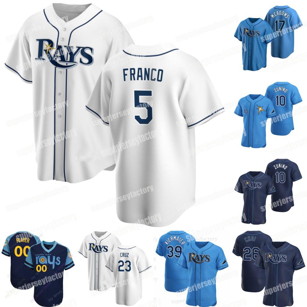 

college wear Bay Rays Wander Franco Tampa jersey Kevin Kiermaier Austin Meadows Taylor Ji-man Nelson Cruz Mike Zunino Lowe Boggs Choi Walls, Coolbase youth s-xl