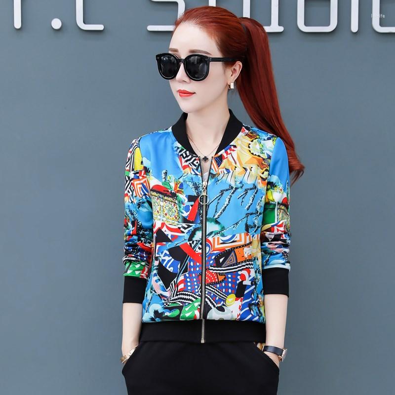 

Women's Jackets Bomber Women 2022 Fashion Summer Printed Thin Female Long Sleeve Baseball Sunscreen Coats Outwear Ladies Clothes, Red