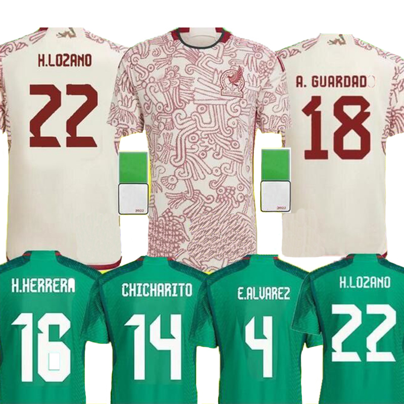 

2022 Mexico Soccer Jerseys Thai Quality Customized Shirts Chicharito Carlos V R.Jimenez H.Lozano Tecatito G.Ochoa C.Salcedo E.Alvarez A.Vega Men Shirts, 22-23 away