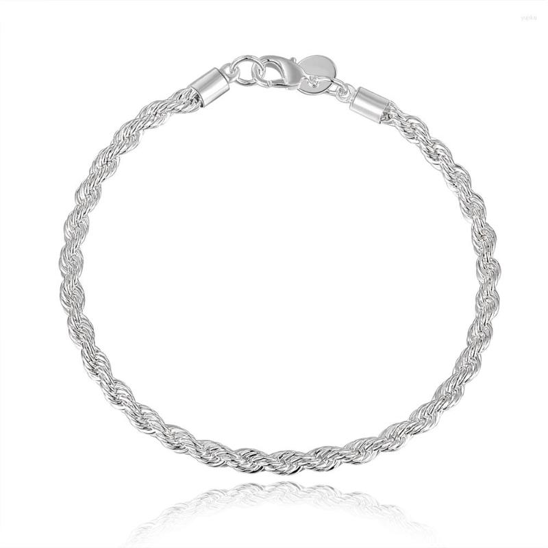 

Link Bracelets 925 Silver Bracelet 3MM Twist Rope Chain Lobster Clasp Fashion Jewelry For Women/Men Trendy Dally Gift Wholesale Price