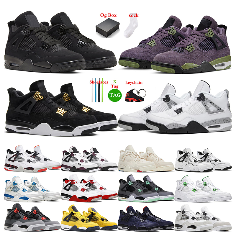 

Designer basketball shoes 4s University Blue Black Cat White Cement Bred womens mens trainer sports sneakers, 18