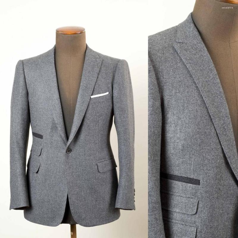 

Men's Suits Tailor-Made Men Gray Tweed Suit Woolen Cloth Winter Jacket Slim Fit Male Clothing Notch Lapel Fashion Coat Costume Custom Made