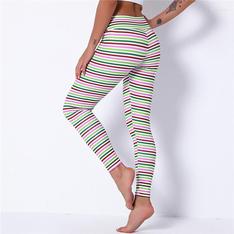 

Women' Leggings Christmas Women Color Striped Print Gifts Girls High Waist Casual Trousers Fitness Workout Jeggings, 6261
