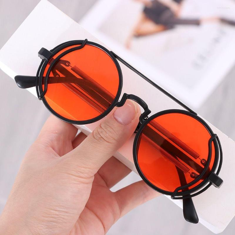 

Sunglasses Style UV400 Protection Double Spring Temples Punk Sun Glasses Round Men's Eyewear Steampunk