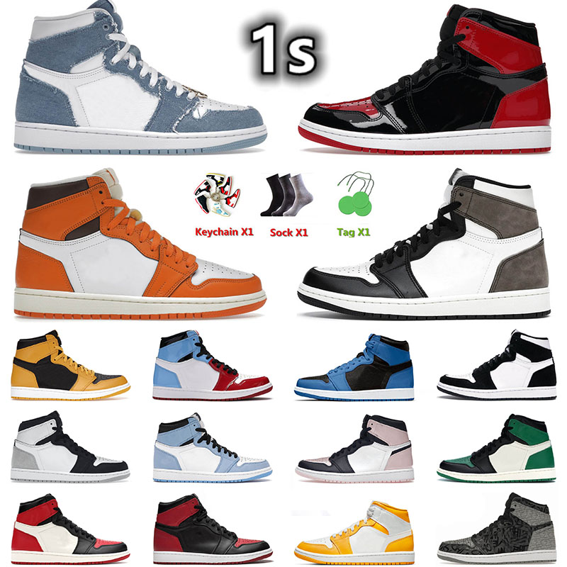 

2022 Top Jumpman 1 1s High Basketball Shoes Denim Reverse Mocha Lost Found Taxi Lakers Heirloom Starfish Carbon Fiber Trainers Sneakers Size 12, D1 high dark mocha 36-47 (2)