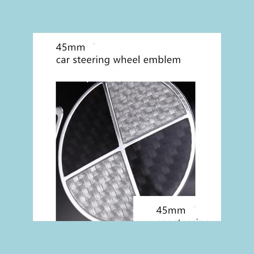 

Car Badges High Quality 3D Carbon Fiber Black White Car Badges Steering Wheel Emblem Sticker 45Mm Forbm-W 3 5 7 X1 X3 X5 X6 Drop Deli Dhc1Z