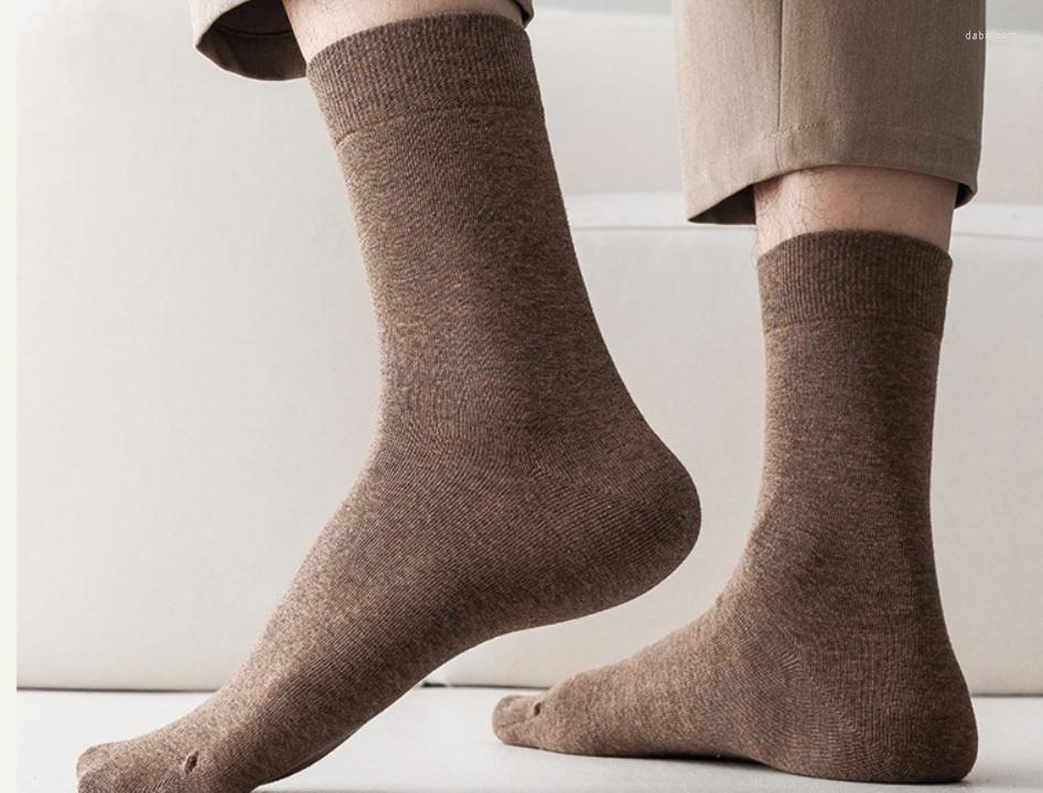 

Men's Socks Men's Tube Autumn And Winter Pure Cotton Antibacterial Deodorant Sweat-absorbent Black Stockings, 5pcs