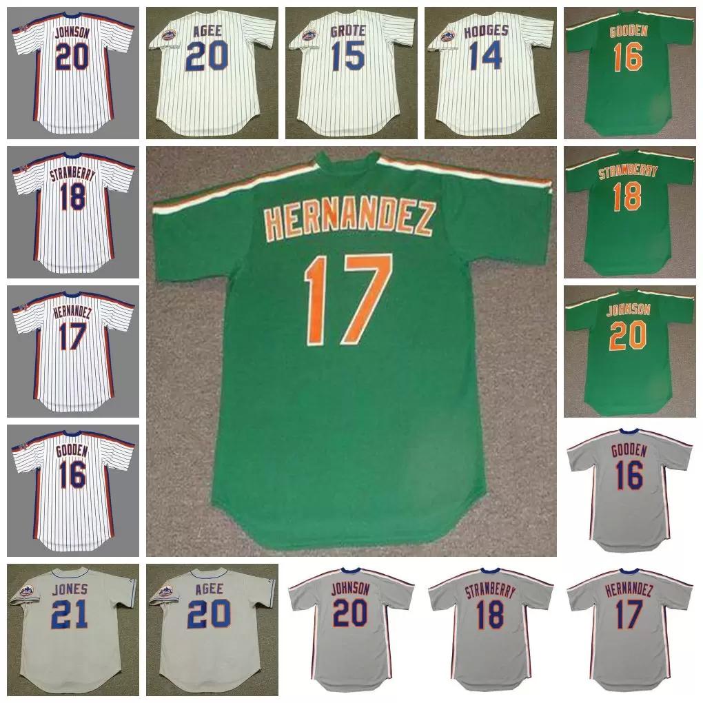 

N York Vintage Baseball Jersey 14 GIL HODGES 1962 15 JERRY GROTE 1969 16 DWIGHT GOODEN 1985 17 KEITH HERNANDEZ 18 DARRYL STRAWBERRY 20 HOWAR, 20 howard johnson 1986 white