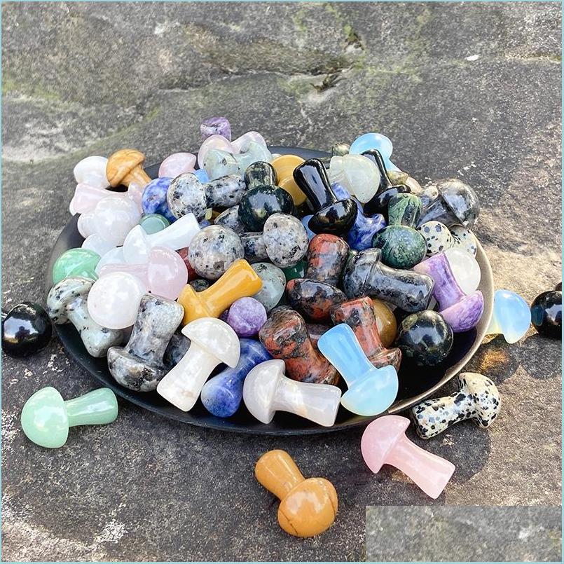 

Stone 25Mm Mini Mushroom Plant Statue Natural Stone Carving Ornament Home Decoration Crystal Polishing Gem Drop Delivery 2022 Jewelry Dh7Zk