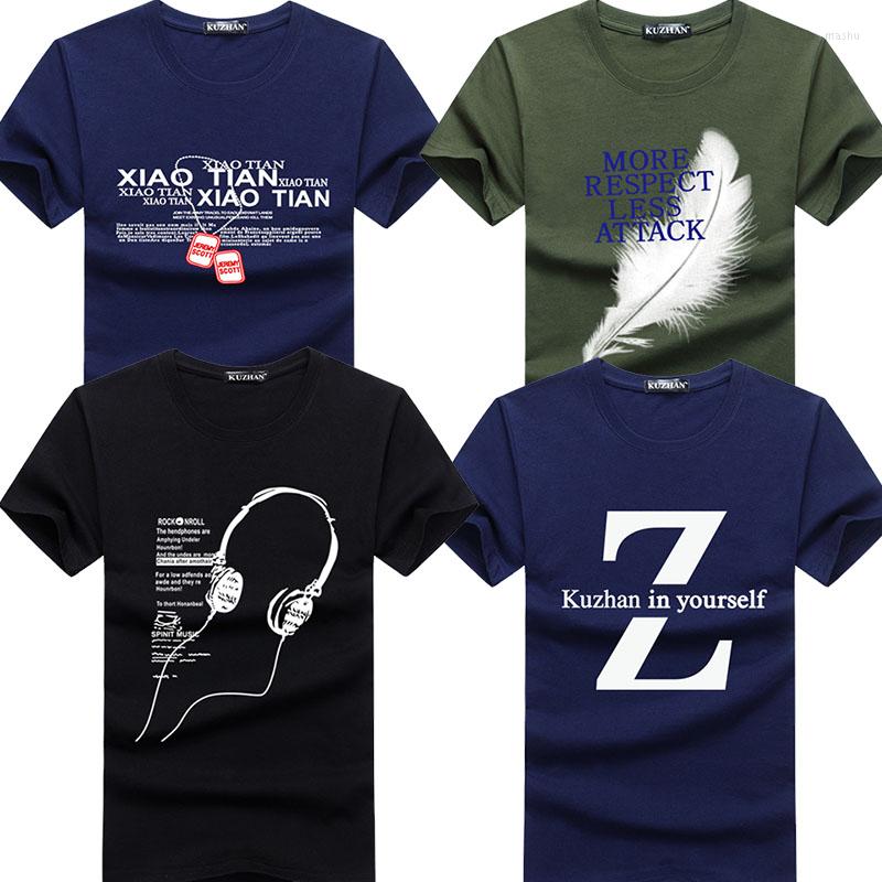 

Men' T Shirts 4Pcs/Lot Pure Cotton Short Men' Large Size Shirt Slim Fit Fashion Printed T-shirt Men Plus  -5XL, 424