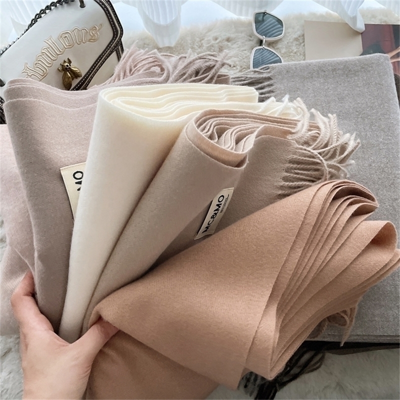 

Scarves Fashion Winter Scarf Solid Thick Women Cashmere Neck Head Warm Hijabs Lady Shawls Wraps Bandana Tassel 221010