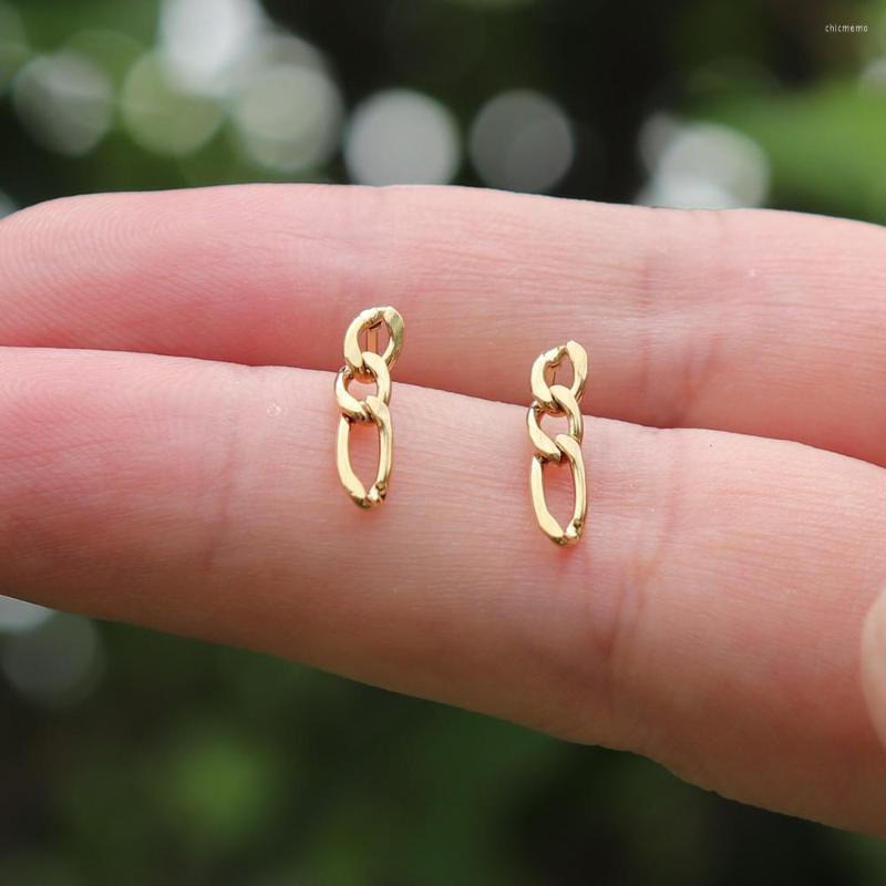

Stud Earrings 1pairs Punk Figaro Chain Korean Fashion Jewelry Aretes De Mujer Stainless Steel Ear Studs Gold Women Gift
