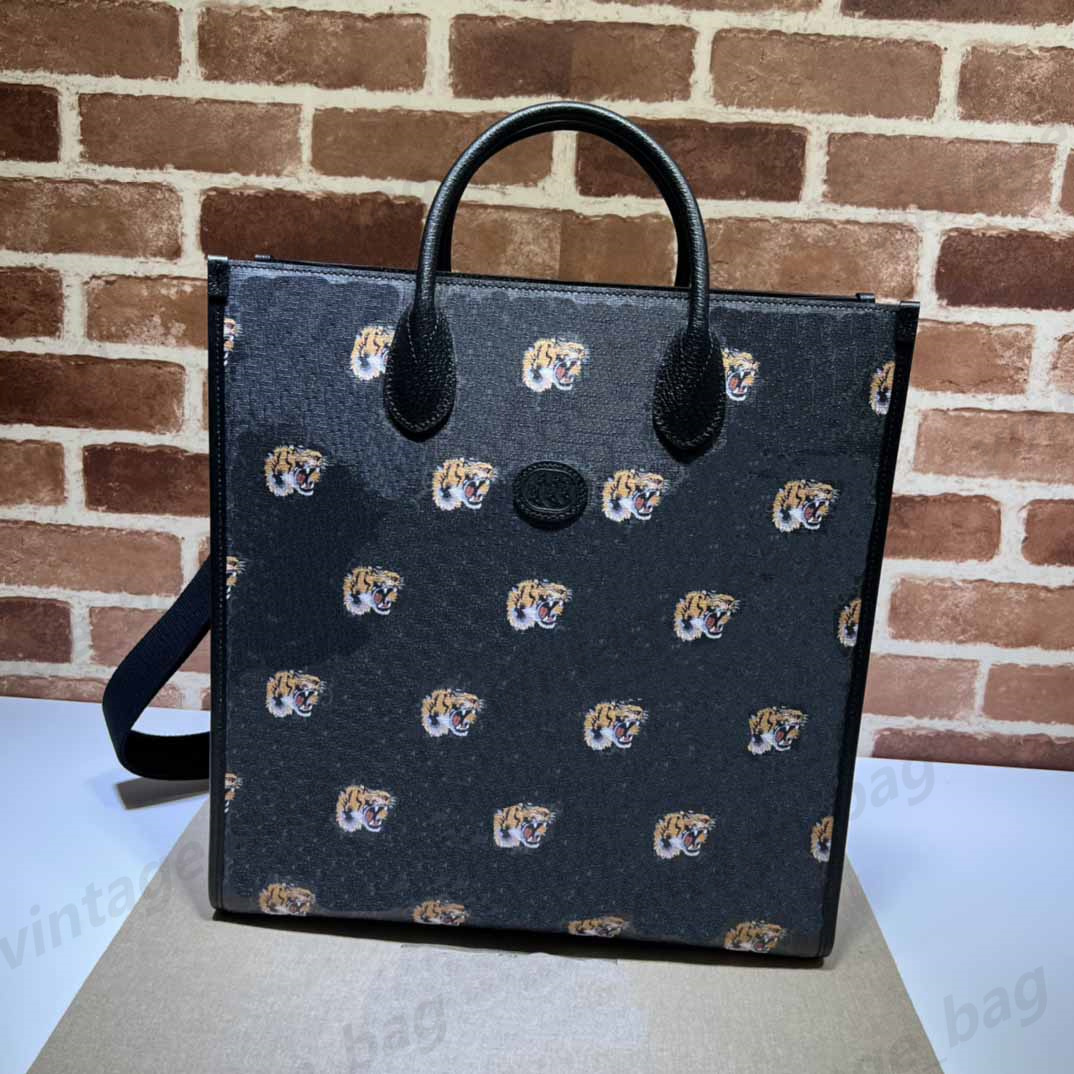 

Tiger print double G medium Tote bags 674155 Designer large capacity Bamboo Casual shopping pocket Women A4 square Briefcase Ophidia Canvas Denim handabg, Tiger printing