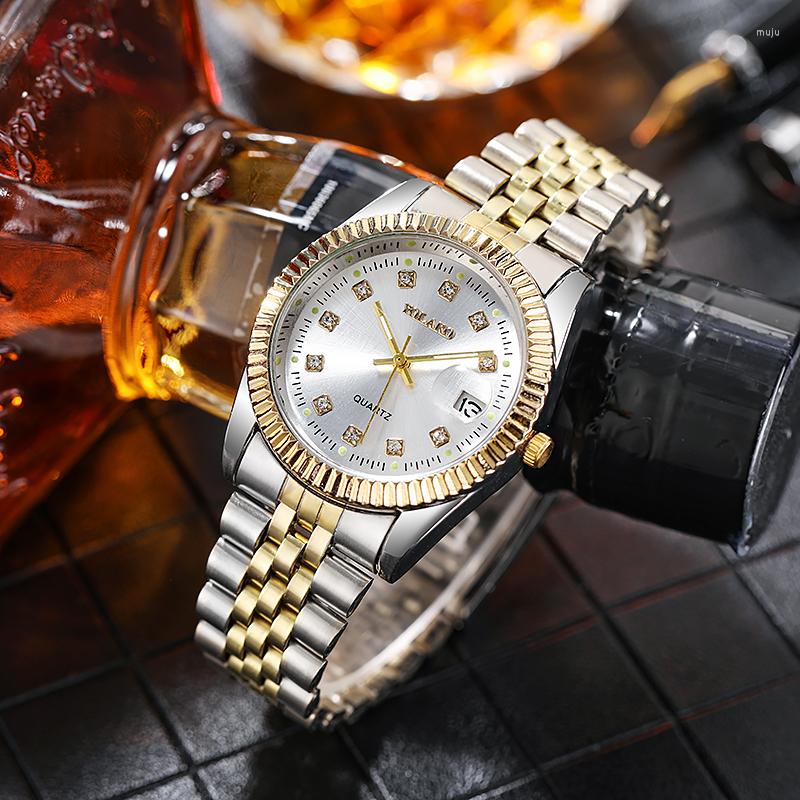 

Wristwatches 2022 Fashion Stainless Steel Men Quartz Wristwatch Luxury Design High Quality Watch Drop Relogio Masculino Montre, Sliver white