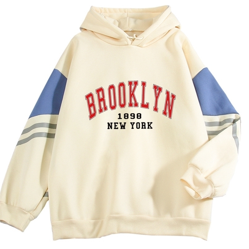 

Women's Hoodies Sweatshirts Brooklyn 1898 York Men'sWomen's Hoodie Casual Fashion Korean Color Block Sweatshirt Unisex Streetwear Harajuku Oversize Top 221010, Beige