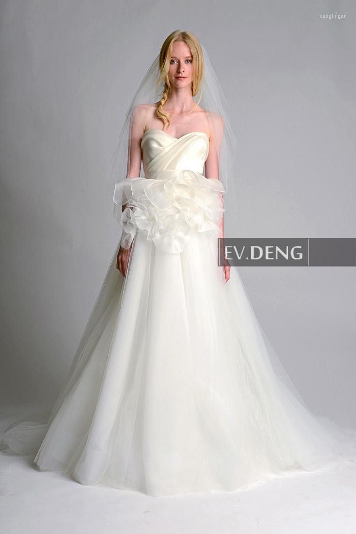 

Wedding Dress Vestido De Noiva Casamento Organza Tulle Sweetheart A-line 2022 Sweetangel Sexy Ruffles Bridal Gown, Gold