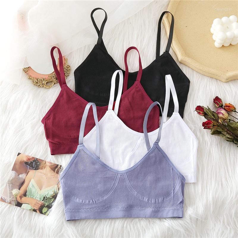 

Bras Seamless Tank Tops Women Bra Fitness Yoga Sexy Underwear Adjustable Strap Wire Free Bralette Female Lingerie Brassiere, Black