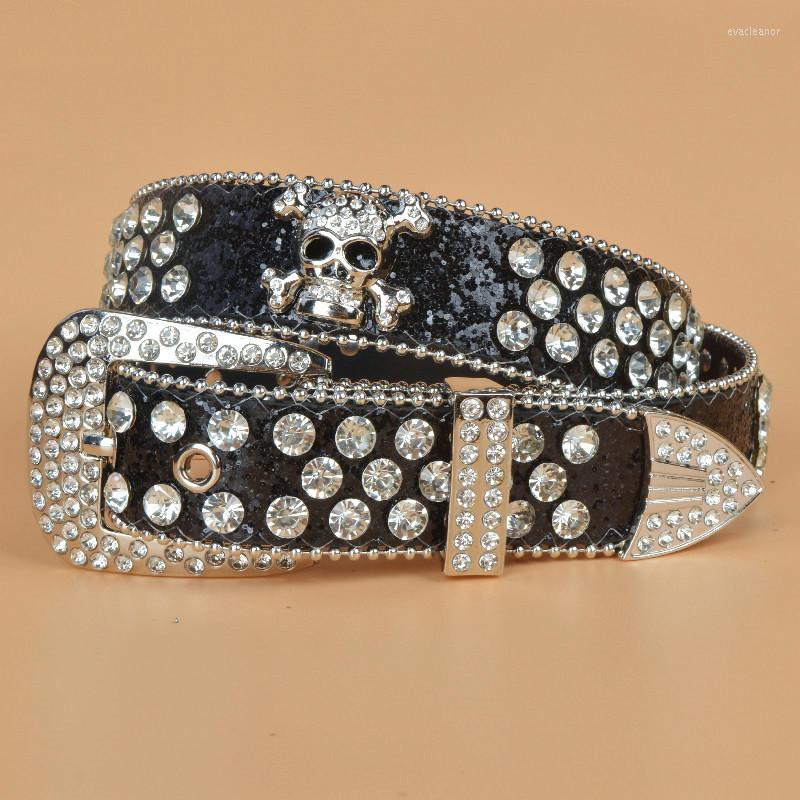 

Belts Halloween Belt Ladies Skull Rhinestone European And American Style Women's Lengthening Denim Outdoor, Black