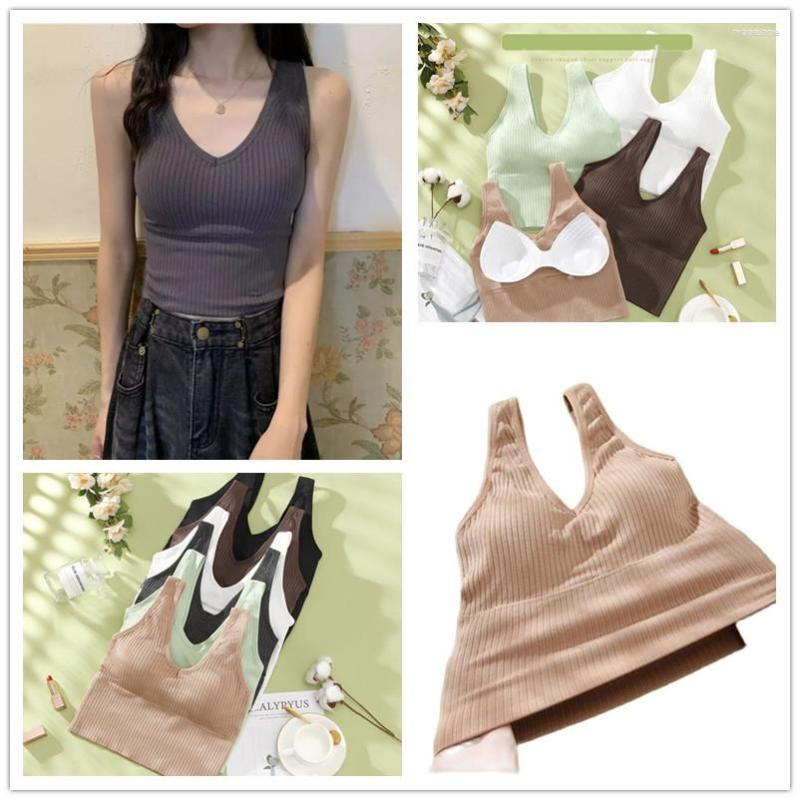 

Bustiers & Corsets Chrleisure Sexy Push Up Green Bra Woven Wrapped Top Underwear V-Tie Pad Wireless Sports 2022 Sleeveless Camis Blouses, Black