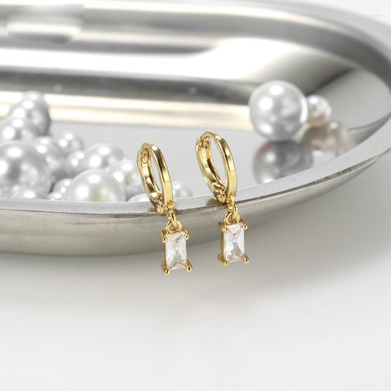 

Hoop Earrings 18K Gold Plated Zircon For Women Drop Hanging Prevent Allergy Arrival 2022