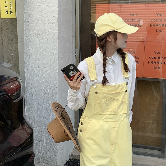 

Women' Jeans Yellow Overall Womens Korean Summer Fashion Trends Streetwear Bottoms Teenage Cargo Denim Pants Girls Baggy Jean Jumpsuit 221011, Light yellow