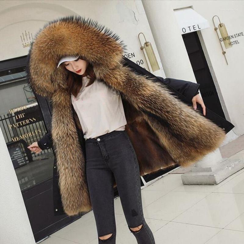 

Women's Fur Down Long Waterproof Jackets Faux Coat For Womens Winter Jacket Puffer Warm Coats Clothing -5XL, Black apricot