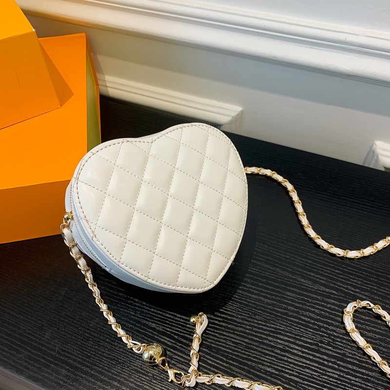 

Brand Love shape women's shoulder bag genuine leather 23SS fashion handbag grils wallet, White 8107