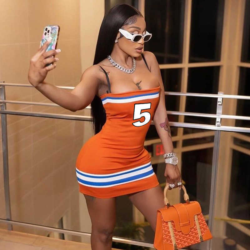 

Summer Women Basketball Sleeveless Dresses Sexy Off Shoulder Digital Print Strapless Halter Dress Womens One Piece Slim Skirt, Picture