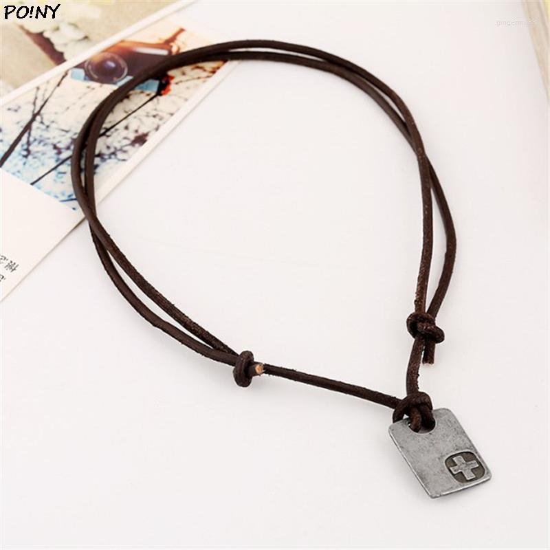 

Pendant Necklaces Male Jewelry Vintage Rope Leather Necklace Men's Colliers Colar Couro Hand Make Jewellery