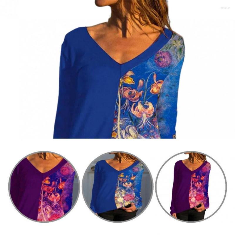 

Women's Blouses Streetwear Casual Long Sleeve Patchwork T-shirt Pullover Top For Daily Wear, Purple
