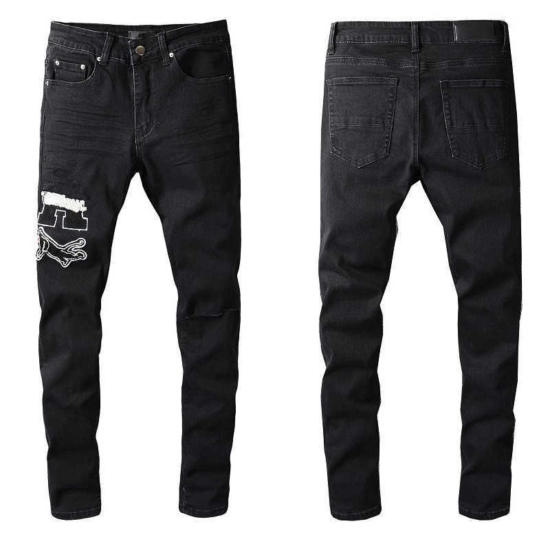 

Man Skinny Denim Jeans Designer Riped Jeans for Mens Distressed Rip Torn Biker Black 20ss Motorcycle Jogger Zipper Slim Fit Straight Hole, 689