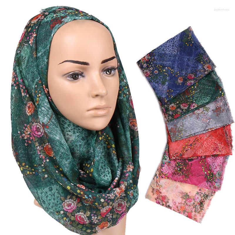 

Scarves Plain Printing Floral Scarf Shawl From Bandana Print Cotton And Wraps Foulards Sjaal Muslim Hijab W066